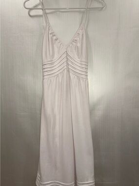 NWOT Sweetees White Pintuck Chevron V-Neck Spaghetti Strap Midi Dress Small